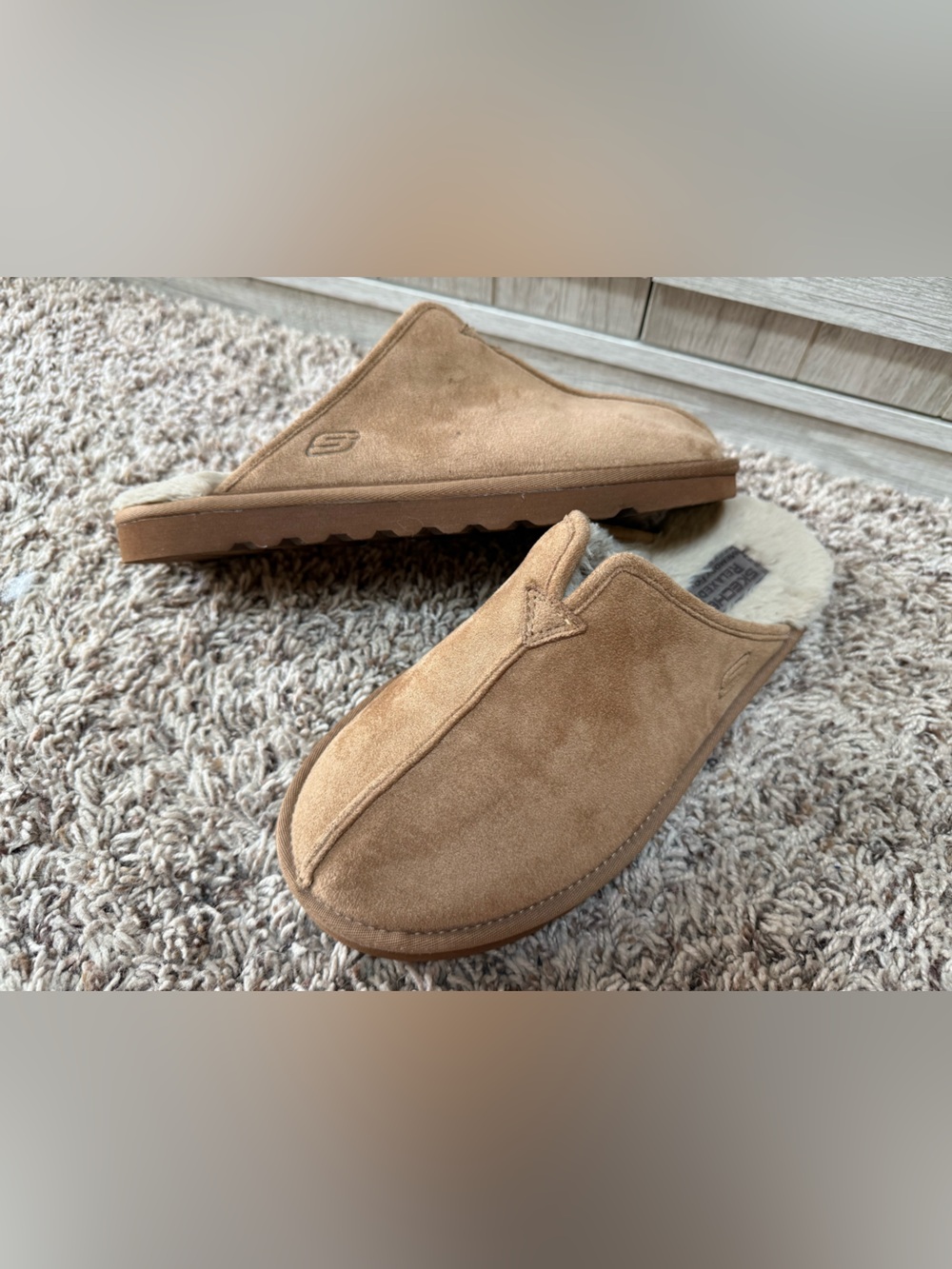 Skechers Men's Suede Slip-On Mules in Tan (7) - women’s 8.5 equal
